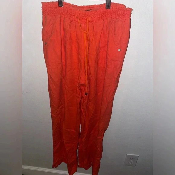 Beau/Dawson orange linen blend pants size XLarge - Picture 1 of 5